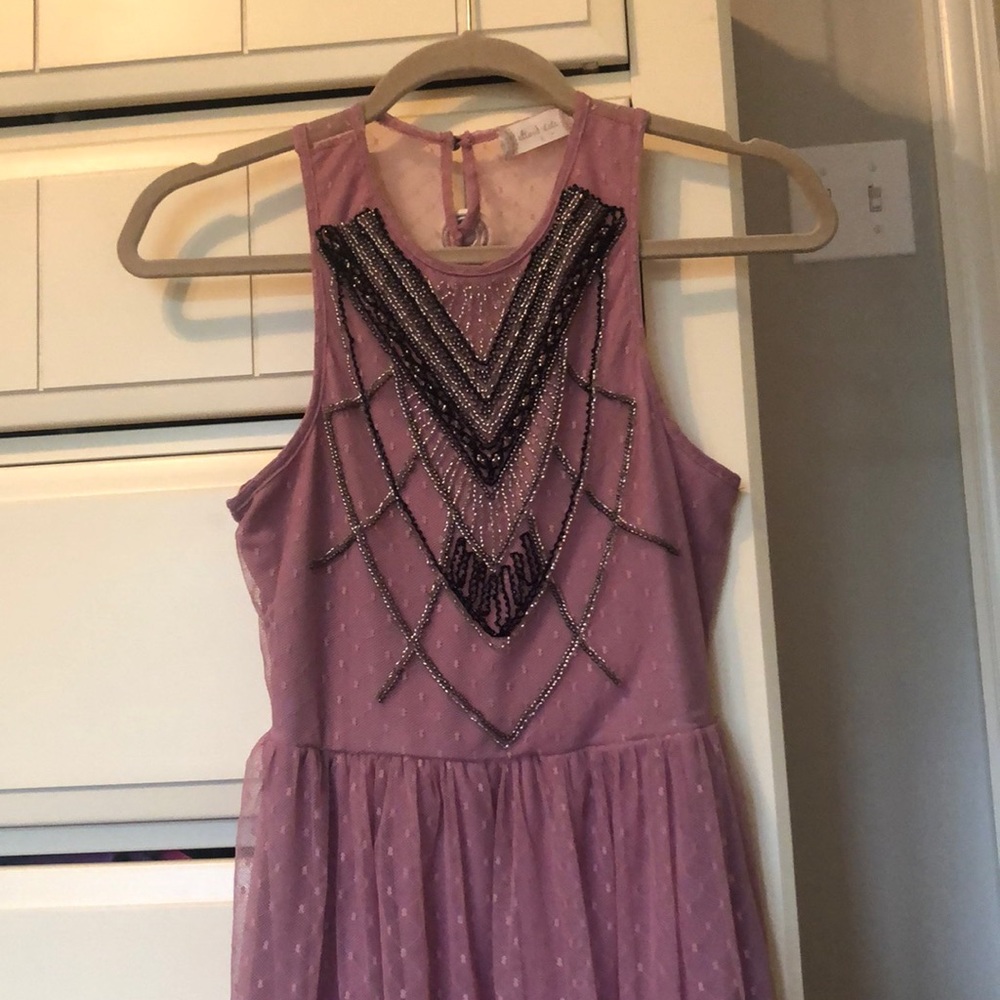 Altar’d State Beaded Dress with Sheer Overlay